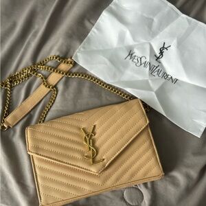 Beige Quilted Crossbody Bag